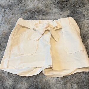 LOFT High Waist Cream Shorts with Bow